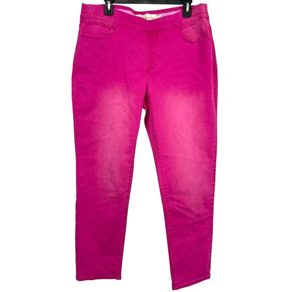 Soft Surroundings Ultimate Denim Pull On Pink Stretch Jeans Distressed Petite L - Picture 1 of 16